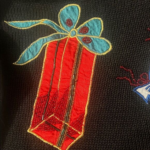 VTG 80s Xmas Christmas Sweater Shoulder Pads Holiday P2P:23” L:29.5” - Picture 10 of 14